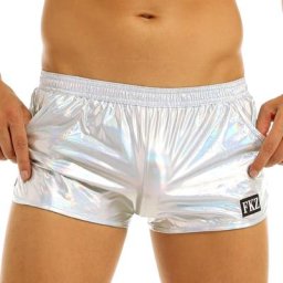 Boxer métallique brillant taille basse pour hommes short décontracté Sport discothèque Festival