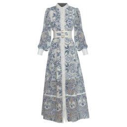 Robe longue en dentelle mince à manches longues pour filles robe de soirée de luxe décontracté