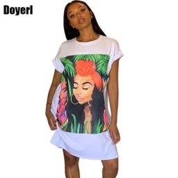 Robe t-shirt à manches courtes pour femmes imprimé rick tunique mini streetwear automne
