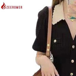 Robe mi-longue en tricot à boutonnage simple pour femme manches bulles à revers robe sirène