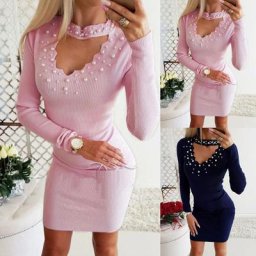 Robe de soirée Sexy pour femmes col en v sac mince hanche manches longues Mini moulante