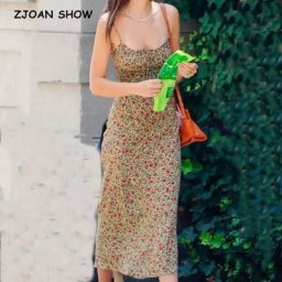 Robe bohème dos nu à imprimé Floral pour femmes bretelles Spaghetti réglables vêtements de plage