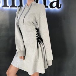 Robe de sport corset à lacets pour femmes streetwear à capuche style coréen mince haute 600