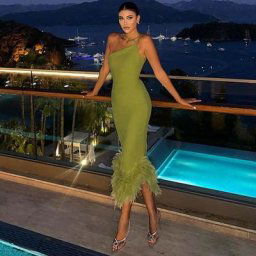 Robe de Soirée Longue et Élégante Tenue de Bal Chic Esthétique Sexy pour Cocktail Gala Dos