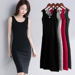 Robe d'été à col rond pour femmes tissu absorbant la sueur couleur unie pour documents