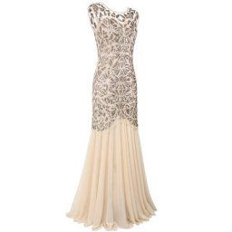 Robe de soirée longue en dentelle col rond Sexy Vintage paillettes perlage occasions spéciales
