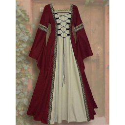 SISHION-Robe longue Renaissance médiévale Victoria pour femme manches évasées taille à lacets
