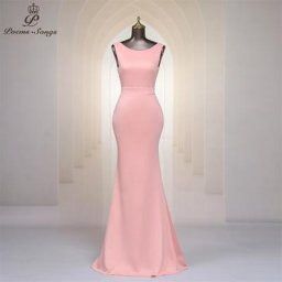 Robe de soirée de forme sirène pour femmes tenue de bal à volants longs dos en V col en V sans