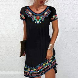M-3XL Vintage élégant ethnique robe pour femmes 2023 été adt bohème plage Midi robe décontracté