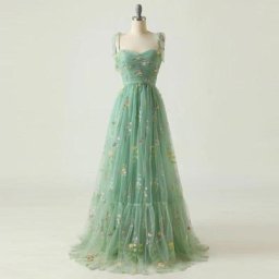Robe de soirée brodée de fleurs sexy bretelles spaghetti simple et élégante couleur 2407