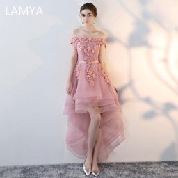 LAMYA-Robe de soirée en dentelle tenue de soirée élégante col bateau devant court dos nu 123