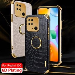 Juste en cuir avec anneau de support magnétique pour voiture placage de luxe coque antichoc coque