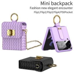 GKK – coque à rabat en cuir tissé avec chaîne à l'épaule étui souple pour Samsung Galaxy Z 4 3