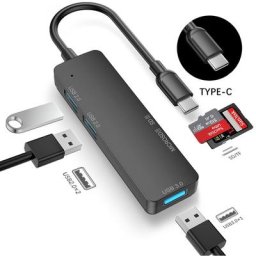 Airies USB 3.0 Type C 5 en 1 adaptateur multi-séparateur avec fente pour lecteur TF SD pour