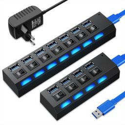 Répartiteur USB 3.0 avec interrupteur pour PC extenseur de ports multiples adaptateur