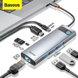Baseus – HUB USB type-c vers HDMI adaptateur RJ45 lecteur de carte Station d'accueil pour Macbook
