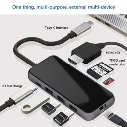 Hub USB 8 en 1 USB 3.0 Type C Station d'accueil Gigabit Net Compatible HDMI HDD fentes PD SD