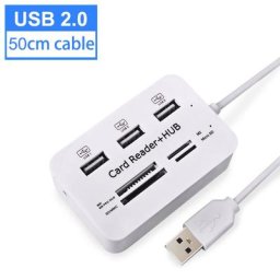 Mini lecteur de cartes SD TF M2 MS multifonction tout-en-un lecteur de cartes 3 Ports USB 2.0 Hub