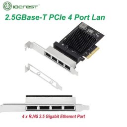 Carte réseau RJ45 Lan 2.5 go/1 go 4 ports PCIe 10/100/1000/ 2500Mbps puce Realtek Quad Server