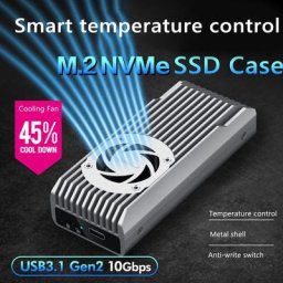 Boîtier NVcloser pour disque dur SSD ventilateur de refroidissement intégré M-Key 10Gbps USB