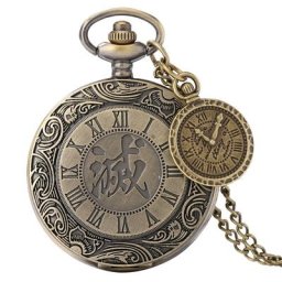 Montre de poche romaine à Quartz Vintage en Bronze avec accessoires pendentif de chaîne mince