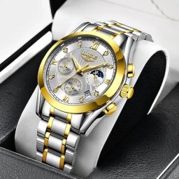 LIGE-Montre dorée pour femme bracelet en acier étanche créative nouvelle collection 2023