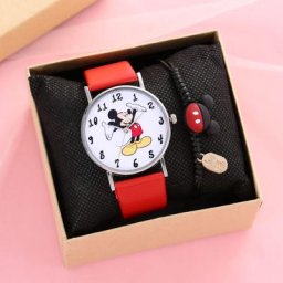 Montre à quartz pour enfants avec boîte figurine d'anime Disney pointeur numérique en PU bracelet