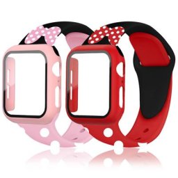 Coque et bracelet en silicone pour Apple Watch bande d'impression de dessin animé iWatch 8 7 6 SE