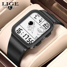 LIGE – montre numérique LED pour hommes mode astronaute électronique alarme Sport Silicone étanche