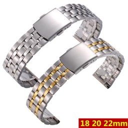 Bracelet de montre en acier inoxydable pour hommes et femmes argent or fermoir de déploiement