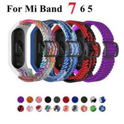 Bracelet pour Mi band 7 6 5 Sangle Élastique réglable En Nylon Tressé Miband7 miband 6 correa