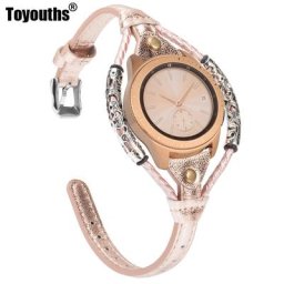 Bracelet en cuir Vintage pour Samsung Galaxy Watch 42mm/Active 2 40mm 44mm remplacement 20mm