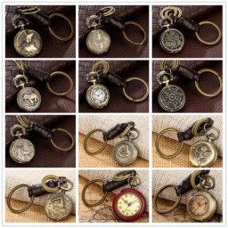 Petite montre de poche à quartz vintage pour hommes et femmes porte-clés charmant horloge de poche