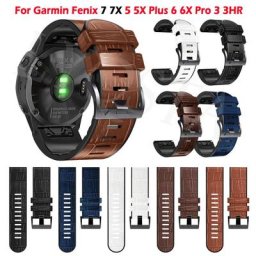 Bracelet de montre en cuir de Silicone à dégagement rapide 26 22MM pour Garmin Fenix 7 7X 5 5X