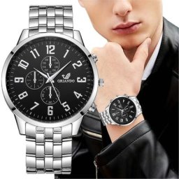 Montre à Quartz pour hommes classique mode Business chronographe bracelet en acier luxe cadeau