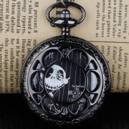 Steampunk-Montres de poche noires pour hommes et femmes thème de Noël étui à fleurs quartz creux