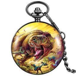 Montre de poche classique à Quartz pour hommes modèle roi dinosaure rugissant boîtier Durable