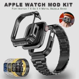 Kit de modification de boîtier en acier inoxydable pour Apple Watch bracelet en caoutchouc