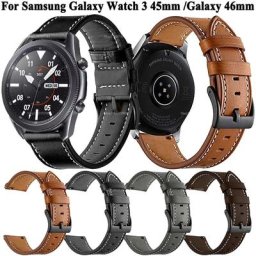 Bracelet en cuir véritable pour Samsung Galaxy Watch 3 45mm 22mm 46mm Gear S3 Frontier
