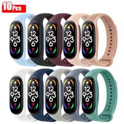 Bracelet de rechange en silicone pour Xiaomi Mi Band 7 6 5 bracelet de montre 10 pièces/lot