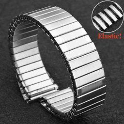 Bracelet élastique en acier inoxydable 18mm extensible en métal pour hommes et femmes