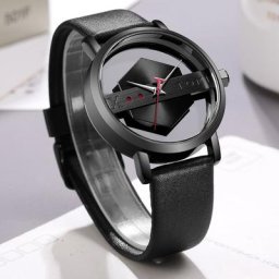 TOMI-Montre-bracelet à quartz pour homme Steampunk FOB modules creux bracelet en cuir horloge