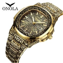 ONOLA-Montres-bracelets à quartz décontractées pour hommes montres-bracelets en cuir avec