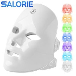 Masque facial LED 7 couleurs avec thérapie photonique du cou thérapie à la lumière rouge
