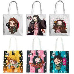 Demon Slayer Anime Canvas Bag Cartoon Handbags Double-Face Printing Initiated Bags Students