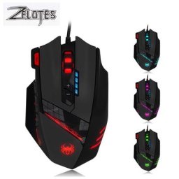 ZELOTES – souris de jeu ergonomique filaire rétroéclairée rvb 4 vitesses réglables 12 boutons