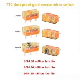 Micro interrupteur de souris Contact doré étanche à la poussière 30/60/80 millions de clics