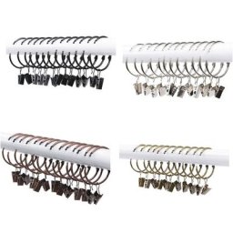 Clips pour rideaux ouverts en métal 20 pièces pour œillets tringles à rideaux de douche E7CD