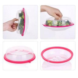 Couvercle d'assiette pour four à micro-ondes antiadhésif en plastique transparent anti-poussière