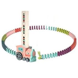 Jeux de construction et d'empilage de Train Domino pour enfants 60 pièces avec boîte de rangement